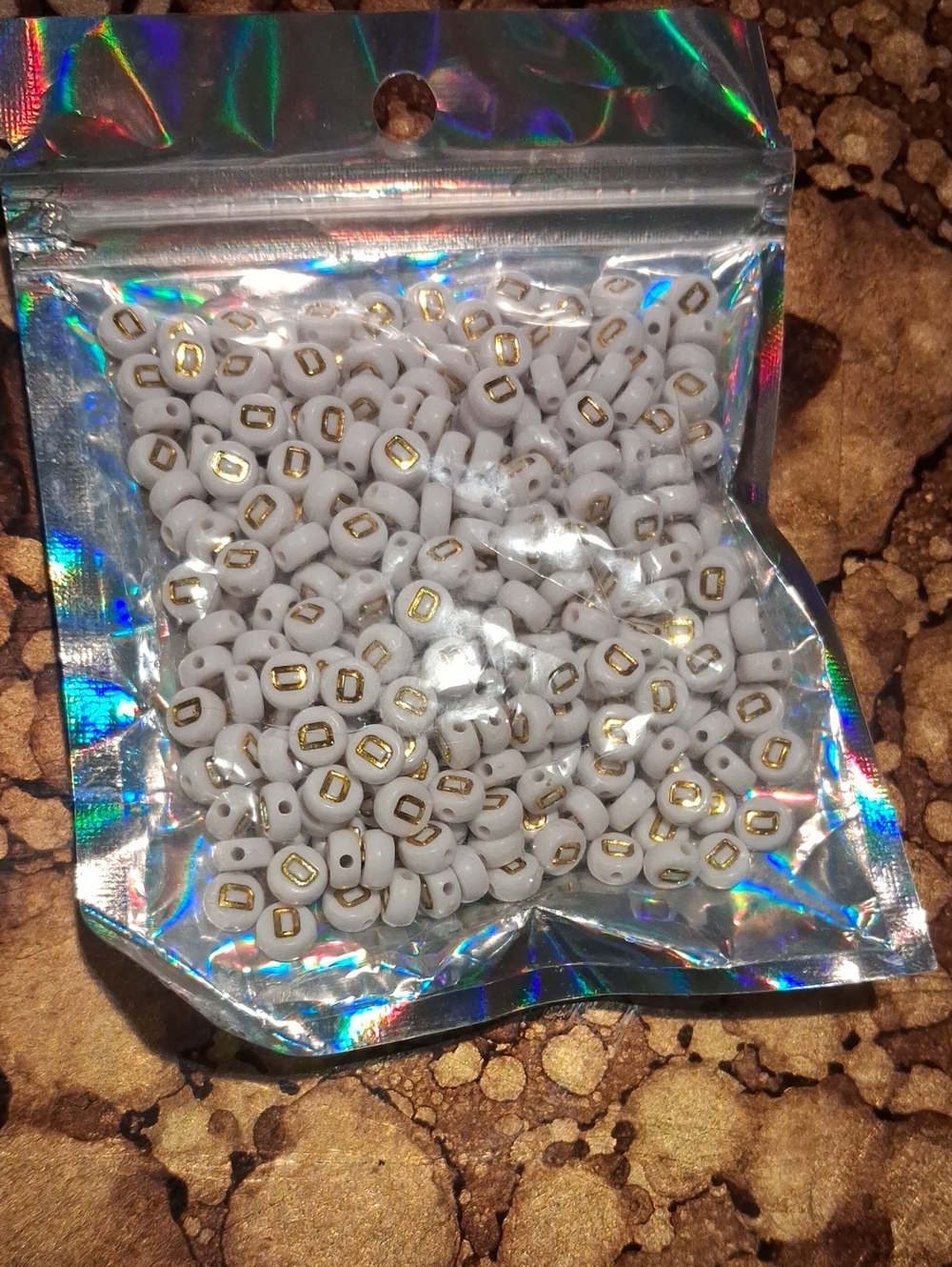 White and Gold D Bead Pack for Crafts and Jewelry Making